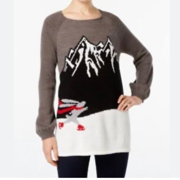 𝅺STYLE & CO Womens Rabbit Ice Skating Sweater SIZE XS Long Sleeve Pullover - Picture 8 of 10